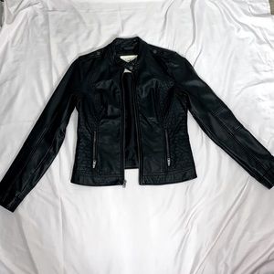 black leather jacket